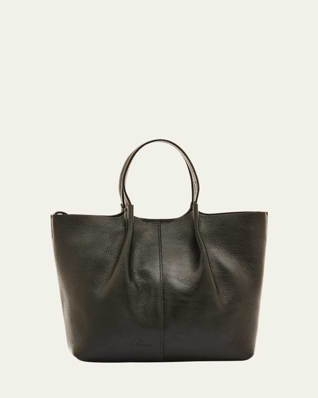 Nina Small Pleated Leather Tote Bag